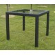 Zahradní čtvercový stůl - imitace ratanu, skleněná horní deska