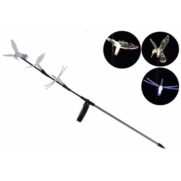 Ozdobná solární svítící dekorace motýl, kolibřík, vážka