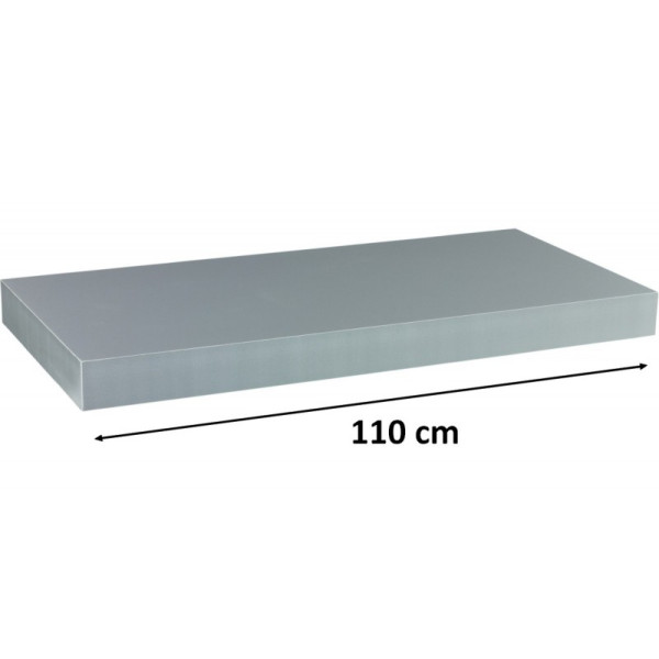 Moderní nástěnná police stříbrná, 110 cm