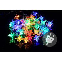 Vánoční LED dekorace - řetěz, barevné hvězdy, 4 m