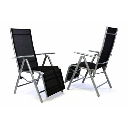 2 ks moderní kovová zahradní židle s podložkou pod nohy