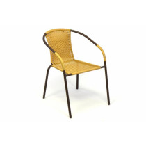 Venkovní židle s ocelovým rámem, ratanový výplet, béžová