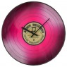 Designové nástěnné hodiny, motiv vinylové desky, 35 cm, růžové
