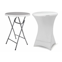 Skládací stolek s elastickým designovým potahem, bílý
