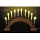 Dřevěný vánoční svícen s LED diodami, klasický vzhled svíček, 47 cm
