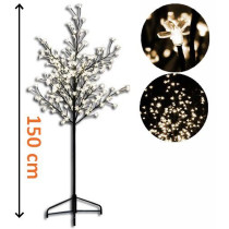 Ozdobný umělý strom se svítícími květy venkovní / vnitřní, 150 cm