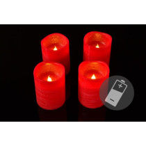 3 ks umělá svíčka se svítící LED diodou, červená