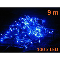 Vánoční světelná dekorace- LED řetěz venkovní / vnitřní, modrý, 9 m
