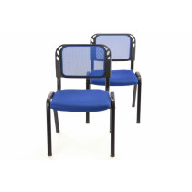 2 ks stohovatelná kovová židle s polstrovaným sedákem, modrá