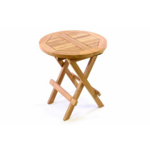 Malý dřevěný skládací stolek- kulatý, teakové dřevo