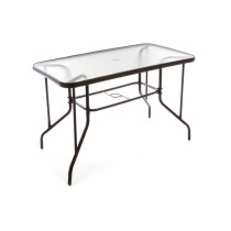 Kovový zahradní stolek se skleněnou deskou