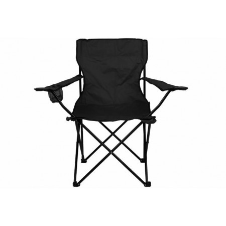 Skládací textilní židle s držákem nápojů, černá