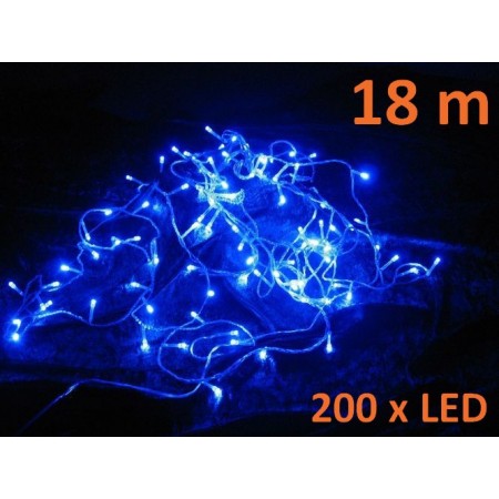 Vánoční řetěz 200 LED diod, délka 18 m, modrá