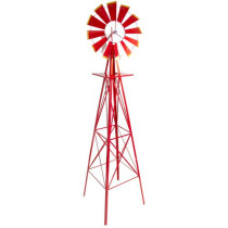 Velký kovový větrník- americký styl, 245 cm, červený