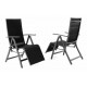 2 ks polohovatelná zahradní židle / leháko 2v1, černá / šedá