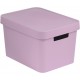 Plastový úložný box s víkem, bez otvorů, 17 l, růžový
