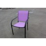 Pevná kovová zahradní židle, textilní polstrování, fialová