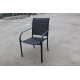 Pevná kovová zahradní židle, textilní polstrování, černá