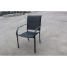 Pevná kovová zahradní židle, textilní polstrování, černá
