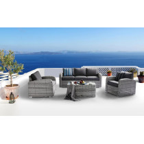 Luxusní sestava terasového nábytku, vč. polstrů, šedá / krémová