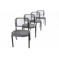 4 ks kovová židle s polstrovaným sedákem, šedá