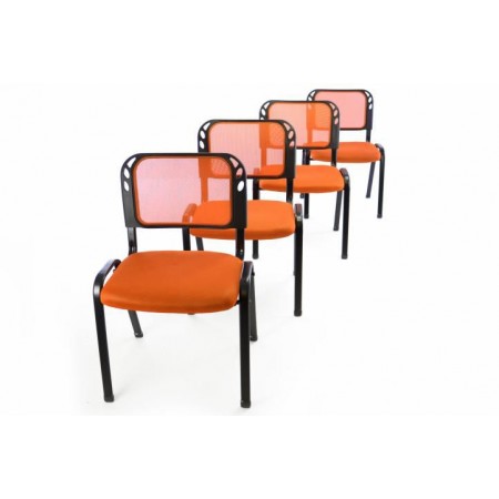 4 ks kovová židle s polstrovaným sedákem, oranžová