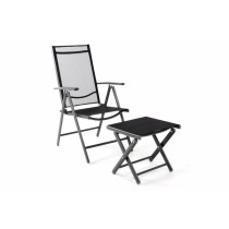 Zahradní židle s textilním polstrováním, vč. podložky pod nohy, antracit / černá