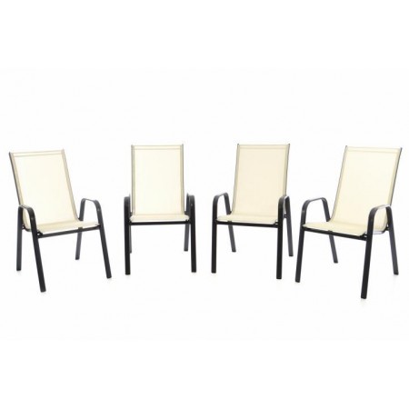 4 ks stohovatelná kovová židle s textilním polstrováním, krémová