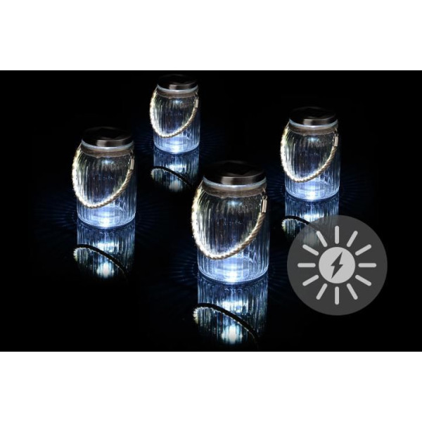 4 ks závěsná světýkla- vzhled sklenic, solární napájení