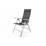 Moderní skládací zahradní židle, hliníkový rám, stříbrná / černá