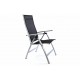 Moderní skládací zahradní židle, hliníkový rám, stříbrná / černá