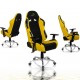 Měkká otočná kancelářská židle, vzhled sportovní sedačky aut, černá / žlutá