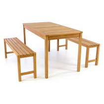 Zahradní kempinkový set stolu a lavic, teakové dřevo, 135 cm