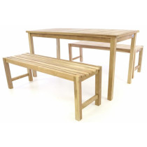 Zahradní kempinkový dřevěný set, stůl + 2 lavice, 150 cm