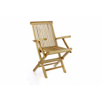 Skládací dřevěná balkonová židle, teak, opěrky rukou