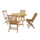 Set nábytku na balkon pro 4 osoby, kulatý stolek + 4 židle, teakové dřevo