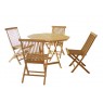Set nábytku na balkon pro 4 osoby, kulatý stolek + 4 židle, teakové dřevo