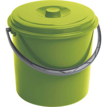 Větší plastový kyblík s víkem, zelený, 16 litrů