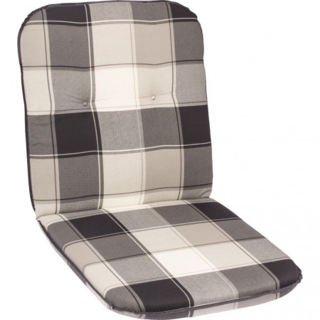 Měkký polstr na židle / křesla, nízká opěrka, šedivá kostka, 98x49 cm