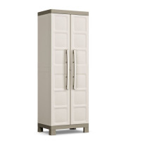 Vysoká plastová úložná skříňka s dveřmi, interiér / exteriér, 65x45x182 cm
