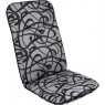 Podsedák na křeslo / židli, vysoká opěrka, šedá + potisk, 116x50 cm