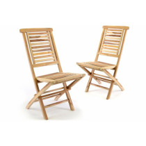 2x masivní zahradní židle z teakového dřeva, skládací, vysoké opěradlo