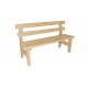 Pevná dřevěná venkovní lavice z masivu, s opěradlem, nelakovaná, 150 cm