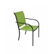 Pevná kovová zahradní židle, textilní polstrování, zelená