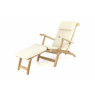 Luxusní teakové zahradní lehátko / křeslo, odnímatelná podnožka + polstrování, béžové