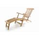Luxusní teakové zahradní lehátko / křeslo, odnímatelná podnožka + polstrování, béžové