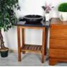 Designový stolek pod kamenné umyvadlo, teakové dřevo / tmavý mramor, 79,5 cm