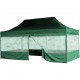 Skládací párty stan (nůžkový) 3x6 m s velkými okny, zelený