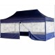 Skládací párty stan (nůžkový) 3x6 m s velkými okny, modrý