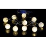 Světelný LED řetěz - teple bílé koule, na baterie, vnitřní, 0,9 m